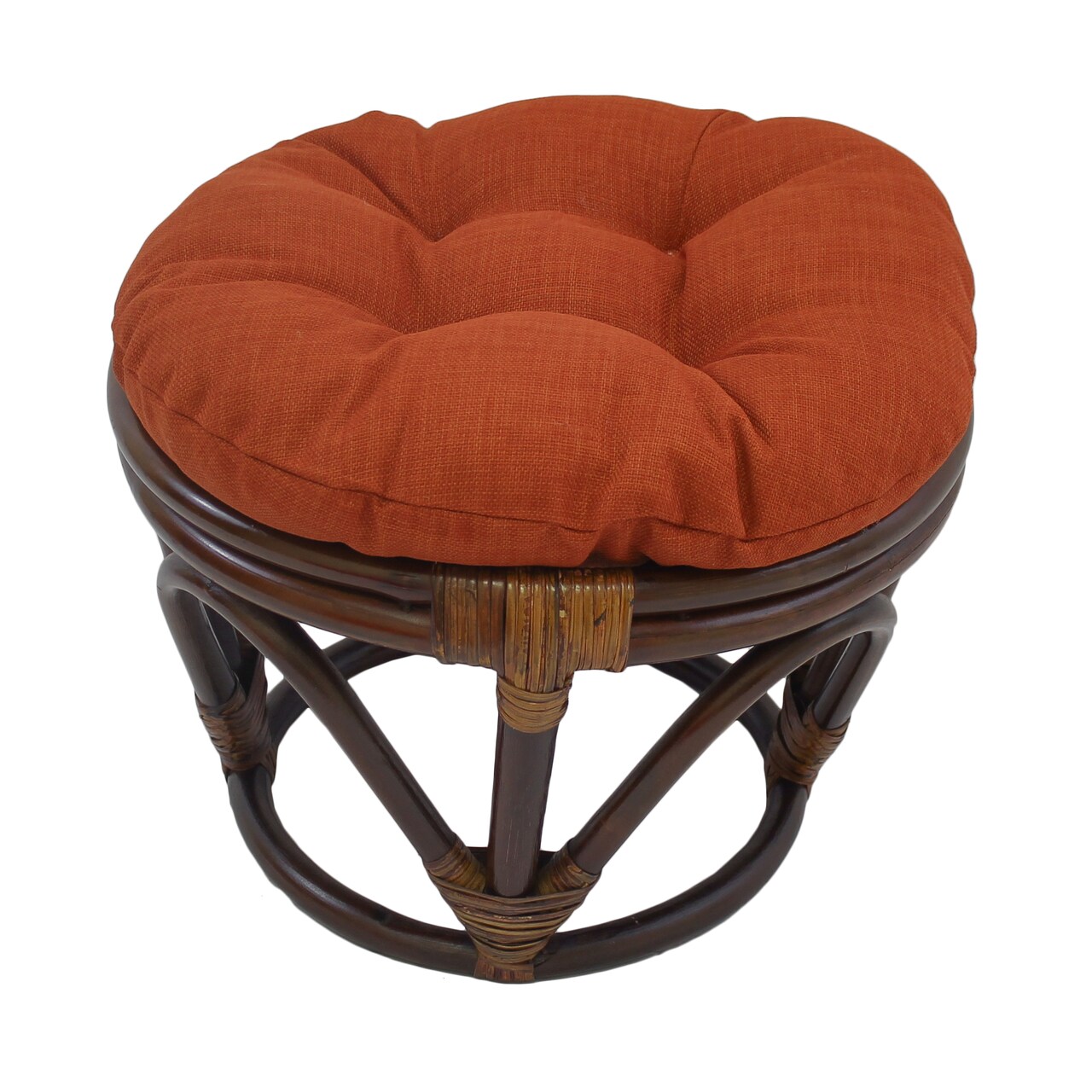 18-inch Round Spun Polyester Tufted Footstool Cushion - Cinnamon